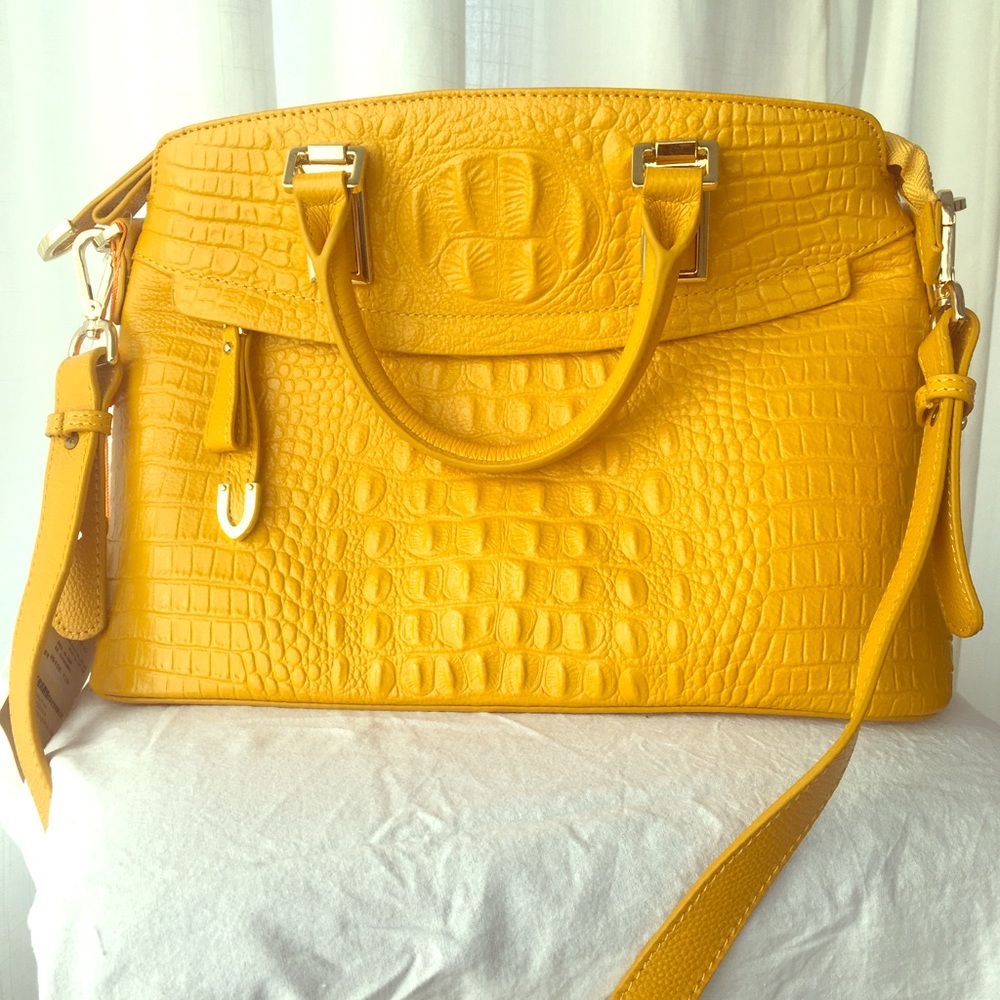 Qiwang Leather Satchel, crocodile patter